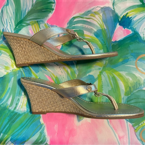 Lilly Pulitzer Gold McKim High Wedge sandals - Picture 11 of 15